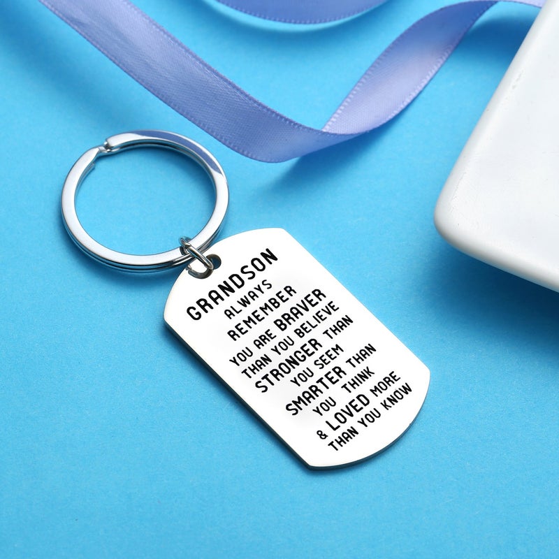 Nimteve Grandson Keychain Inspirational Gifts for Grandson from Grandmother Grandparents Powerful Message Key Tag Key Chains - Image 4